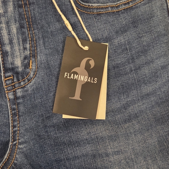 Flamingals Boot-Cut Jeans with Frayed Hem & Detailed Stitching - Picture 2 of 9